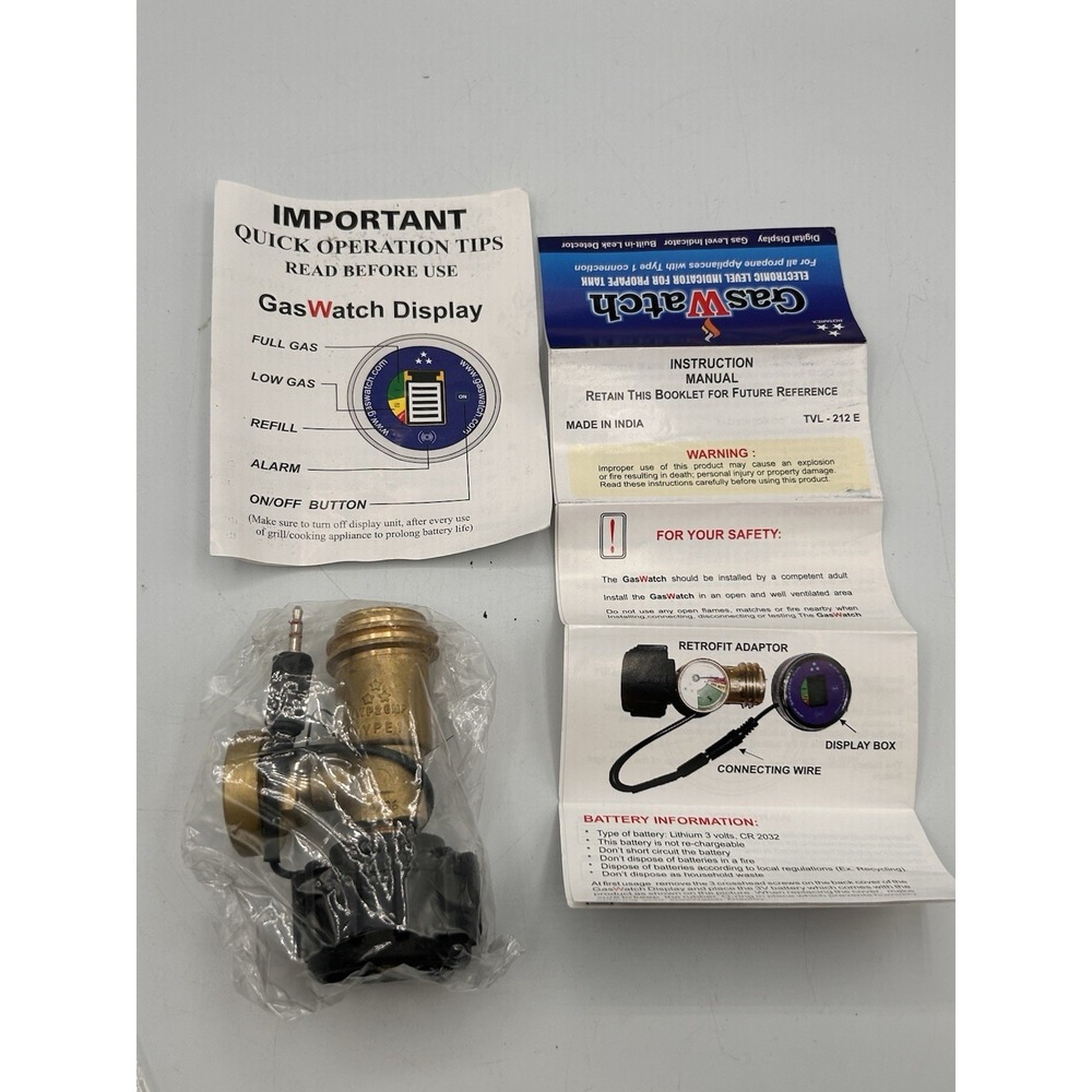 Gaswatch II Propane Tank Level Gauge with Remote LED Display TVL-212E Brass READ
